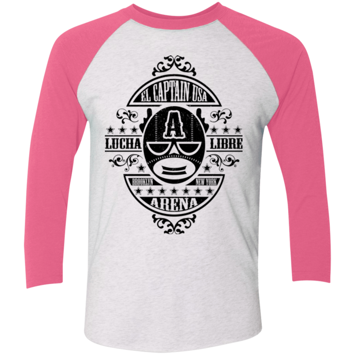 T-Shirts Heather White/Vintage Pink / X-Small Lucha Captain Men's Triblend 3/4 Sleeve