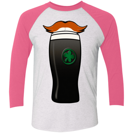 T-Shirts Heather White/Vintage Pink / X-Small Luck of The Irish Men's Triblend 3/4 Sleeve