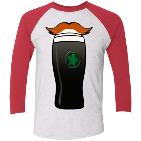 T-Shirts Heather White/Vintage Red / X-Small Luck of The Irish Men's Triblend 3/4 Sleeve