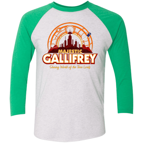 T-Shirts Heather White/Envy / X-Small Majestic Gallifrey Triblend 3/4 Sleeve