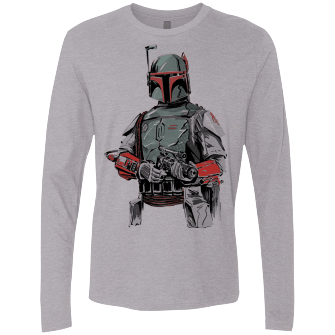 T-Shirts Heather Grey / Small Mandalorian Bounty Hunter Men's Premium Long Sleeve