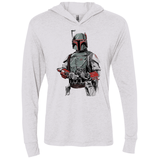 T-Shirts Heather White / X-Small Mandalorian Bounty Hunter Triblend Long Sleeve Hoodie Tee