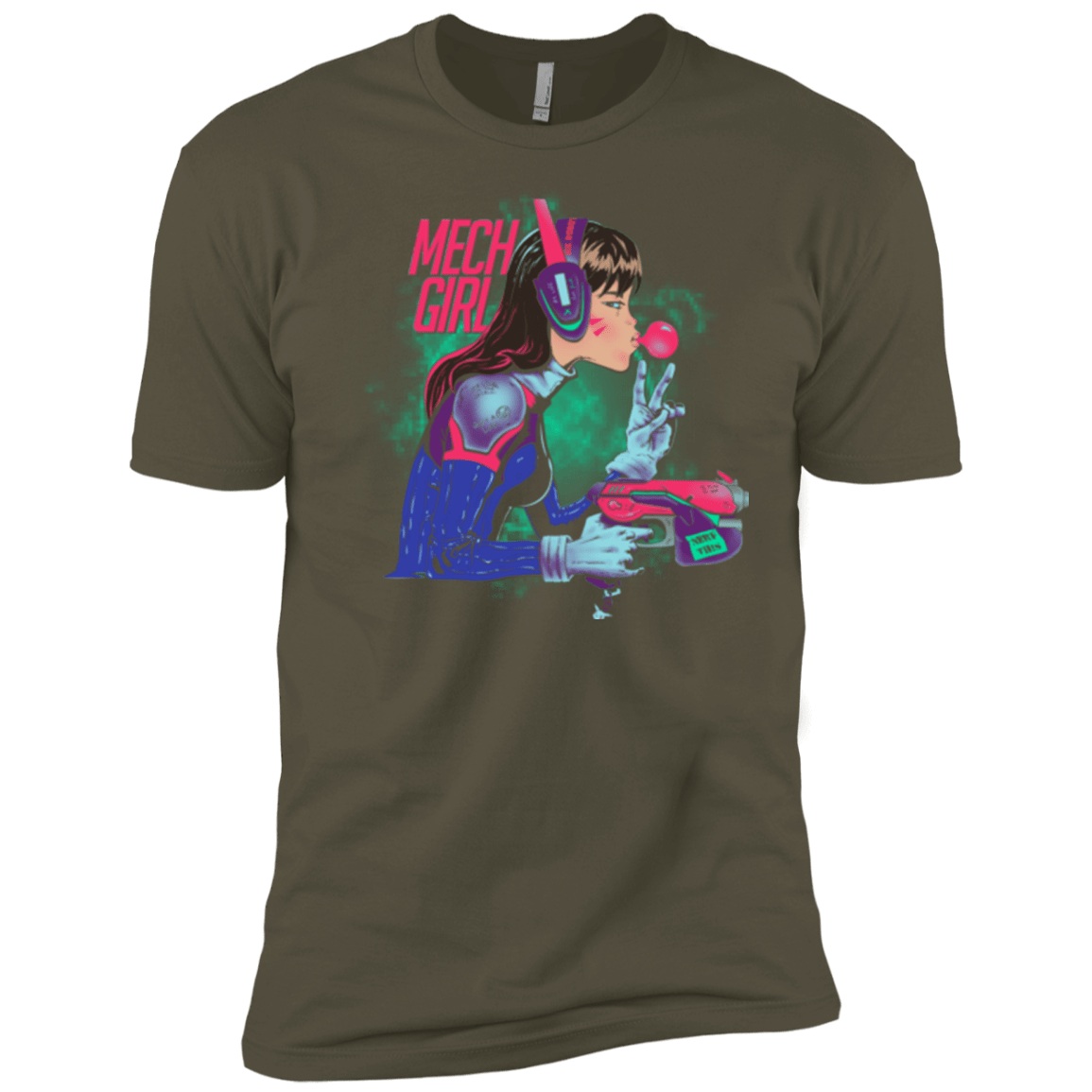 T-Shirts Military Green / X-Small Mech Girl Men's Premium T-Shirt