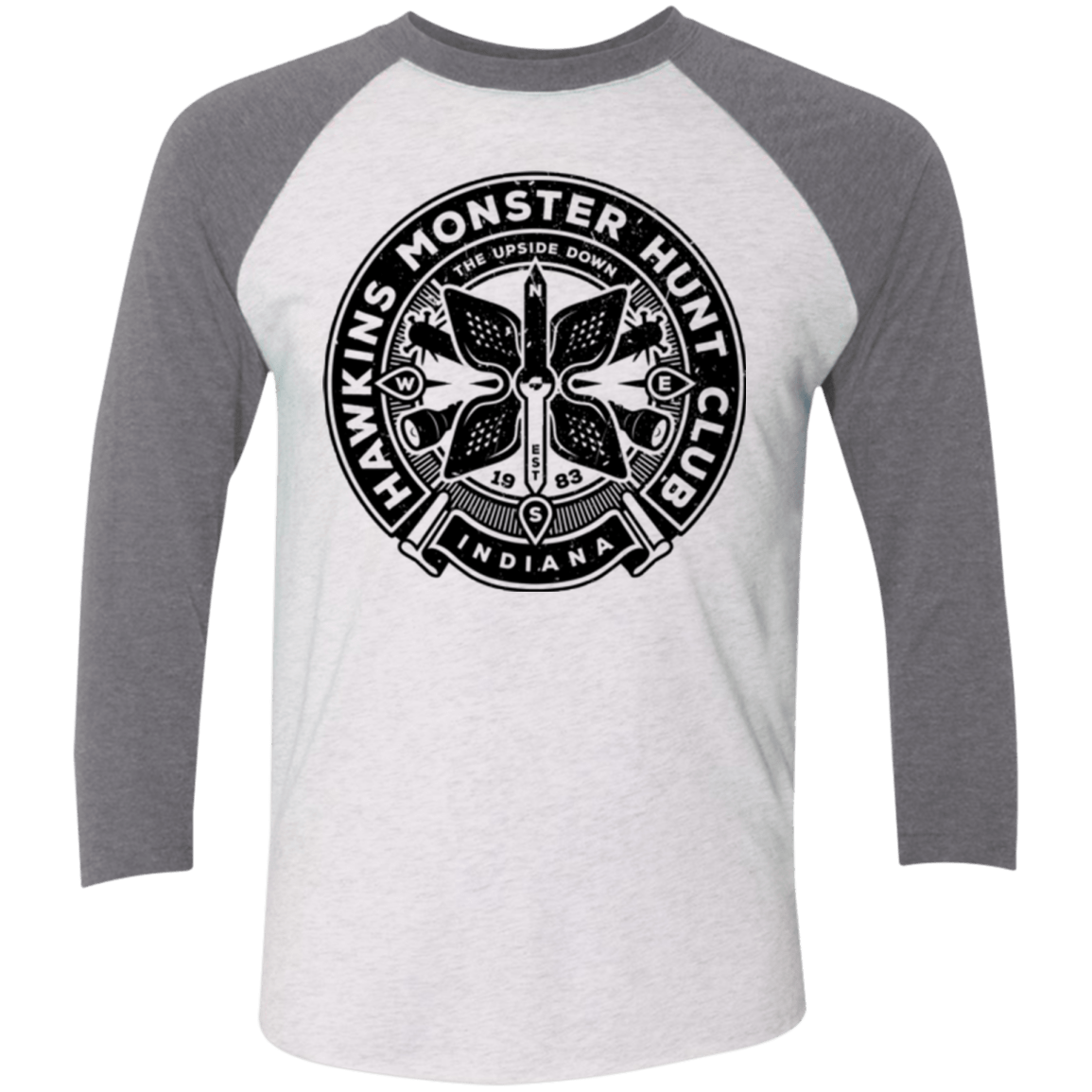 T-Shirts Heather White/Premium Heather / X-Small Monster Hunt Club Men's Triblend 3/4 Sleeve