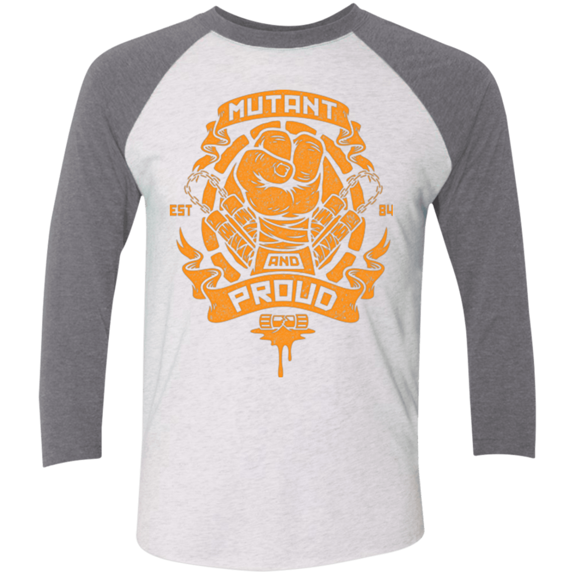 T-Shirts Heather White/Premium Heather / X-Small Mutant and Proud Mikey Triblend 3/4 Sleeve