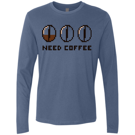 T-Shirts Indigo / Small Need Coffee Men's Premium Long Sleeve