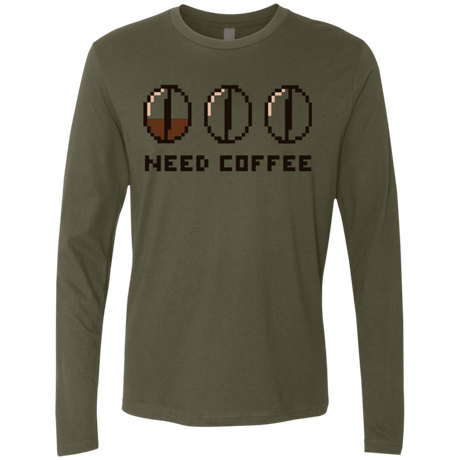 T-Shirts Military Green / Small Need Coffee Men's Premium Long Sleeve