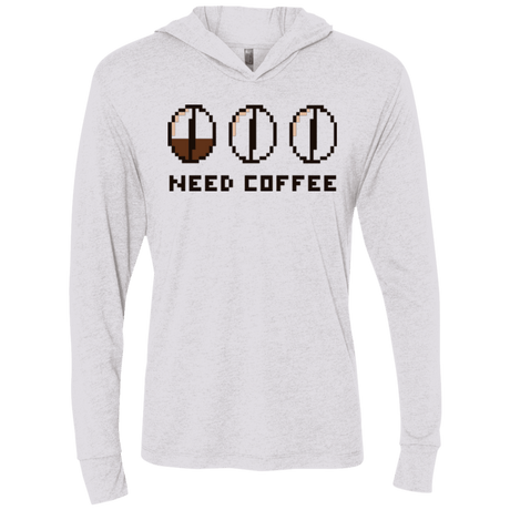 T-Shirts Heather White / X-Small Need Coffee Triblend Long Sleeve Hoodie Tee
