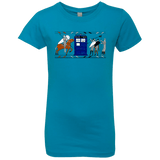 T-Shirts Turquoise / YXS Nocens Lupus Tardis in the Bayeux Tapestry Girls Premium T-Shirt
