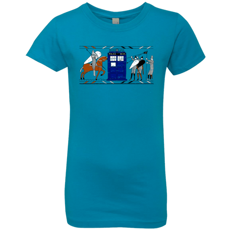 T-Shirts Turquoise / YXS Nocens Lupus Tardis in the Bayeux Tapestry Girls Premium T-Shirt