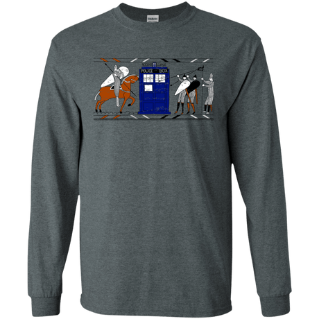 T-Shirts Dark Heather / S Nocens Lupus Tardis in the Bayeux Tapestry Men's Long Sleeve T-Shirt