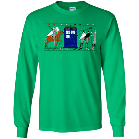 T-Shirts Irish Green / S Nocens Lupus Tardis in the Bayeux Tapestry Men's Long Sleeve T-Shirt