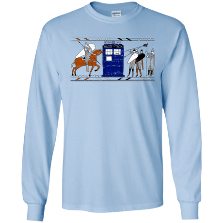T-Shirts Light Blue / S Nocens Lupus Tardis in the Bayeux Tapestry Men's Long Sleeve T-Shirt