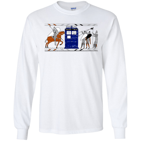 T-Shirts White / S Nocens Lupus Tardis in the Bayeux Tapestry Men's Long Sleeve T-Shirt