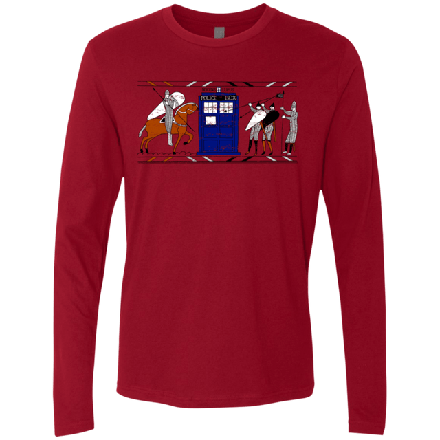 T-Shirts Cardinal / S Nocens Lupus Tardis in the Bayeux Tapestry Men's Premium Long Sleeve