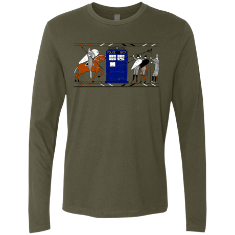 T-Shirts Military Green / S Nocens Lupus Tardis in the Bayeux Tapestry Men's Premium Long Sleeve