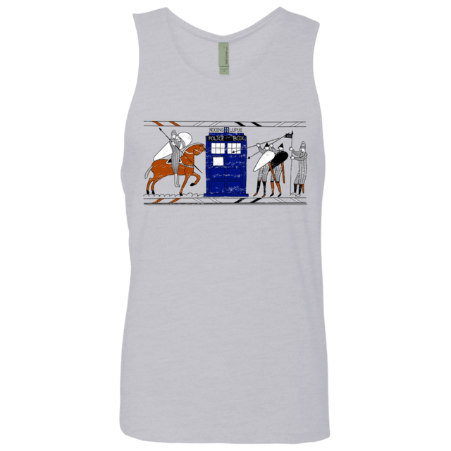 T-Shirts Heather Grey / S Nocens Lupus Tardis in the Bayeux Tapestry Men's Premium Tank Top