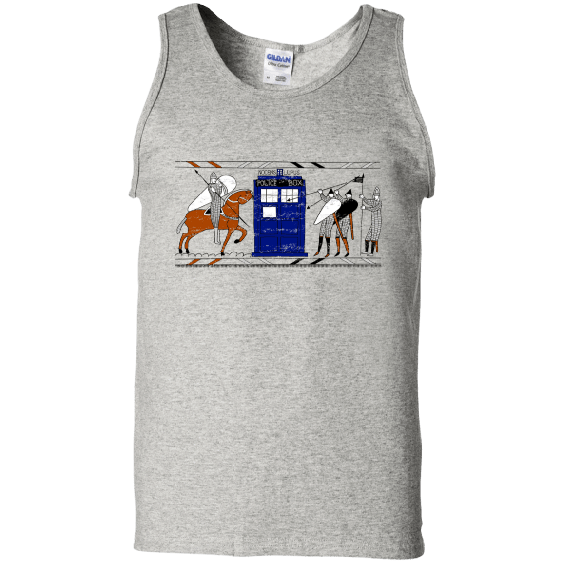 T-Shirts Ash / S Nocens Lupus Tardis in the Bayeux Tapestry Men's Tank Top