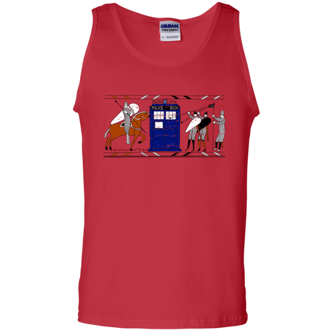 T-Shirts Red / S Nocens Lupus Tardis in the Bayeux Tapestry Men's Tank Top