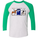 T-Shirts Heather White/Envy / X-Small Nocens Lupus Tardis in the Bayeux Tapestry Men's Triblend 3/4 Sleeve