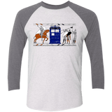 T-Shirts Heather White/Premium Heather / X-Small Nocens Lupus Tardis in the Bayeux Tapestry Men's Triblend 3/4 Sleeve