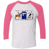 T-Shirts Heather White/Vintage Pink / X-Small Nocens Lupus Tardis in the Bayeux Tapestry Men's Triblend 3/4 Sleeve