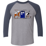 T-Shirts Premium Heather/Vintage Navy / X-Small Nocens Lupus Tardis in the Bayeux Tapestry Men's Triblend 3/4 Sleeve