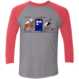 T-Shirts Premium Heather/Vintage Red / X-Small Nocens Lupus Tardis in the Bayeux Tapestry Men's Triblend 3/4 Sleeve