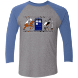 T-Shirts Premium Heather/Vintage Royal / X-Small Nocens Lupus Tardis in the Bayeux Tapestry Men's Triblend 3/4 Sleeve