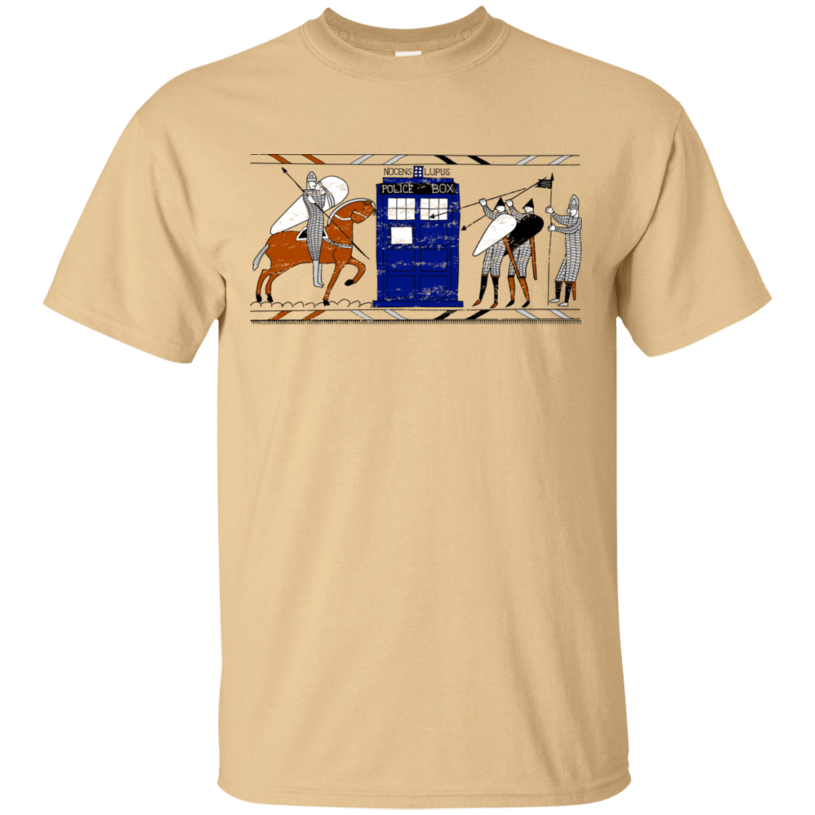 T-Shirts Vegas Gold / S Nocens Lupus Tardis in the Bayeux Tapestry T-Shirt
