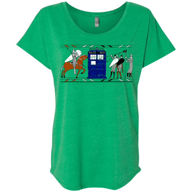 T-Shirts Envy / X-Small Nocens Lupus Tardis in the Bayeux Tapestry Triblend Dolman Sleeve