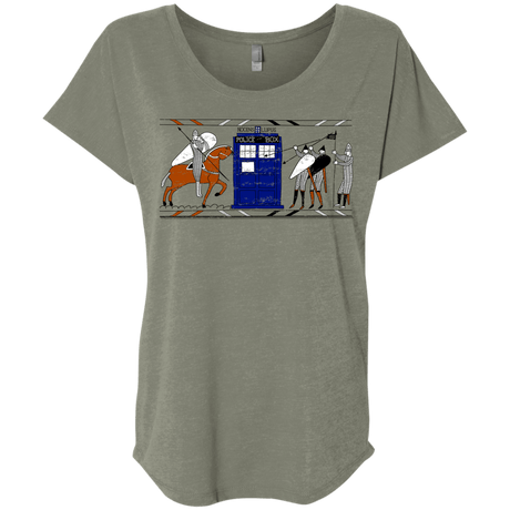 T-Shirts Venetian Grey / X-Small Nocens Lupus Tardis in the Bayeux Tapestry Triblend Dolman Sleeve