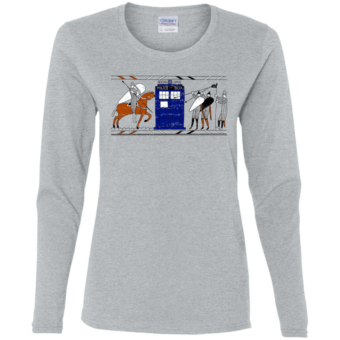 T-Shirts Sport Grey / S Nocens Lupus Tardis in the Bayeux Tapestry Women's Long Sleeve T-Shirt