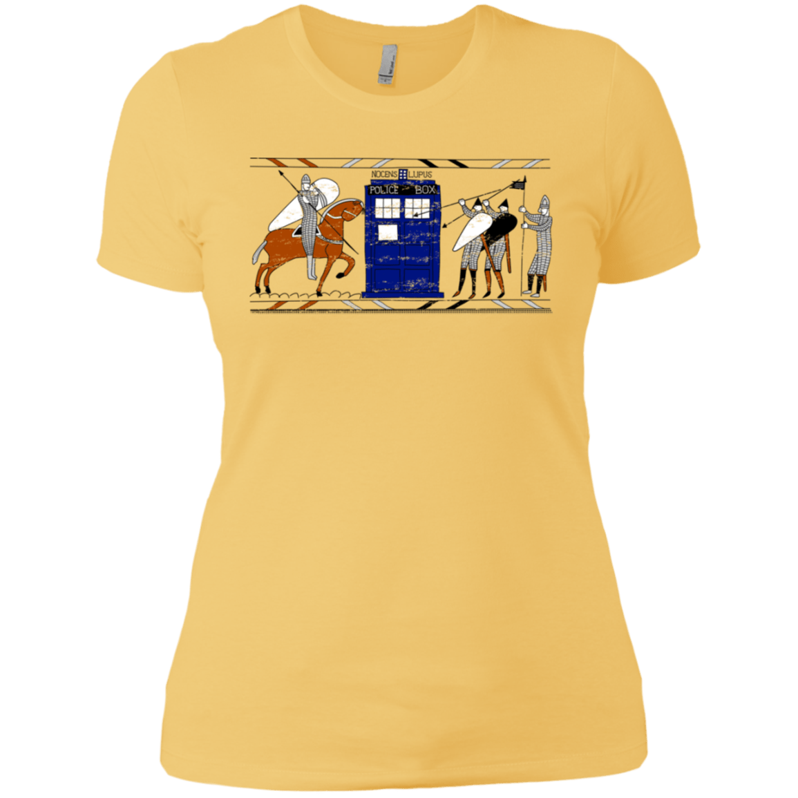 T-Shirts Banana Cream/ / X-Small Nocens Lupus Tardis in the Bayeux Tapestry Women's Premium T-Shirt