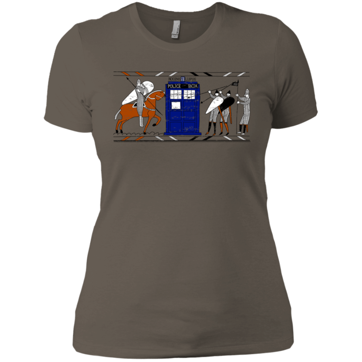 T-Shirts Warm Grey / X-Small Nocens Lupus Tardis in the Bayeux Tapestry Women's Premium T-Shirt