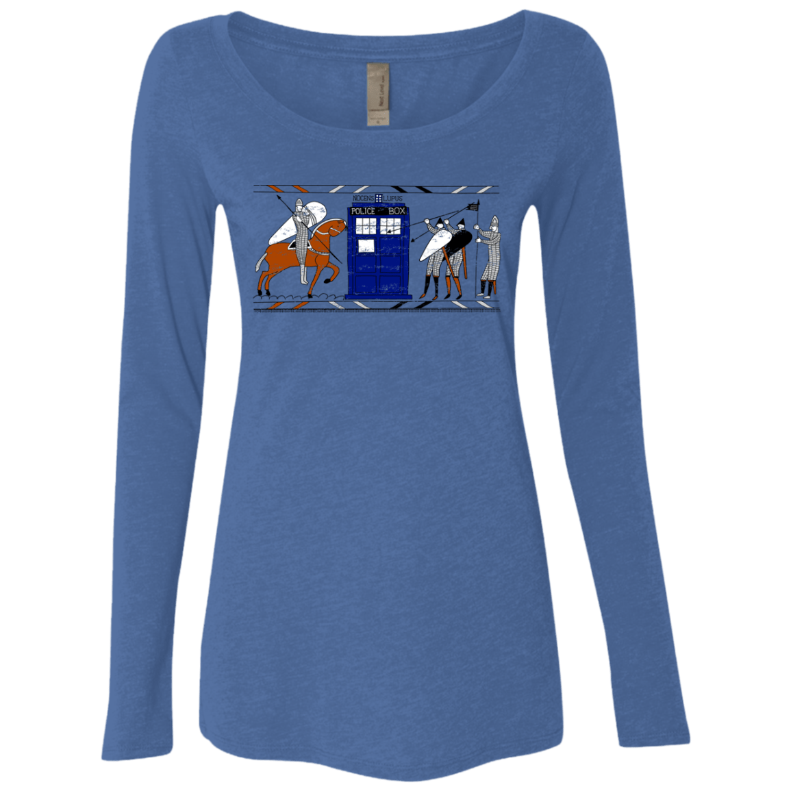 T-Shirts Vintage Royal / S Nocens Lupus Tardis in the Bayeux Tapestry Women's Triblend Long Sleeve Shirt