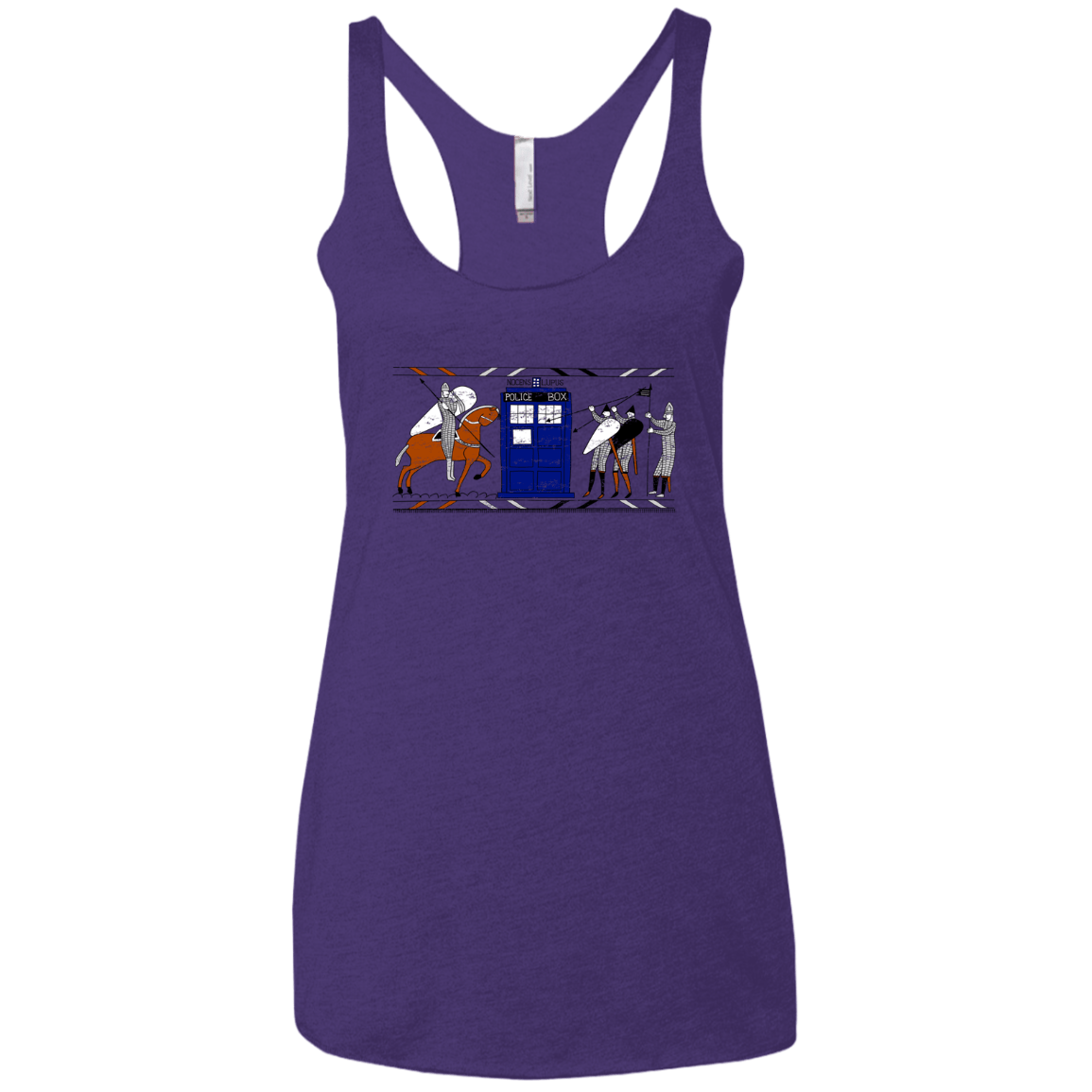 T-Shirts Purple Rush / X-Small Nocens Lupus Tardis in the Bayeux Tapestry Women's Triblend Racerback Tank