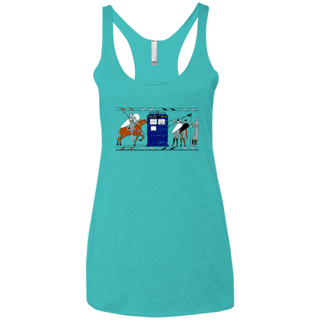 T-Shirts Tahiti Blue / X-Small Nocens Lupus Tardis in the Bayeux Tapestry Women's Triblend Racerback Tank