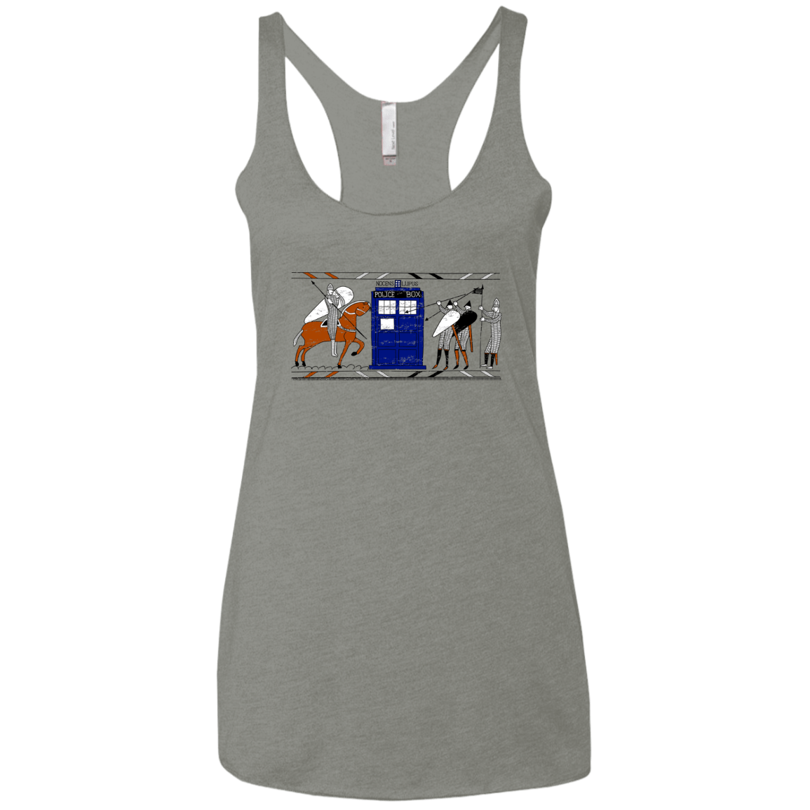 T-Shirts Venetian Grey / X-Small Nocens Lupus Tardis in the Bayeux Tapestry Women's Triblend Racerback Tank