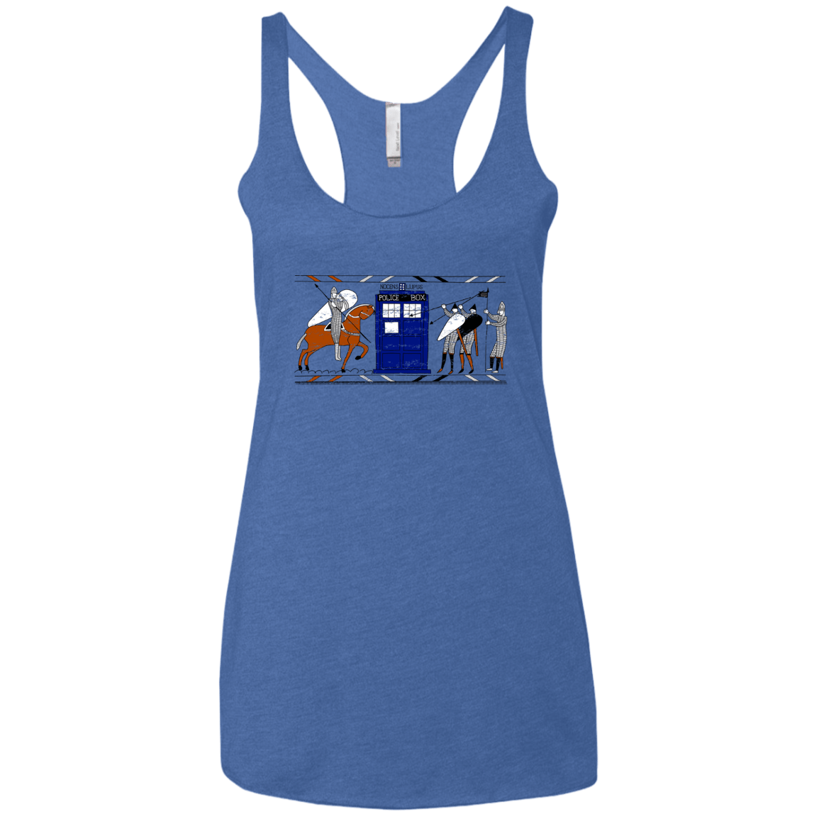 T-Shirts Vintage Royal / X-Small Nocens Lupus Tardis in the Bayeux Tapestry Women's Triblend Racerback Tank
