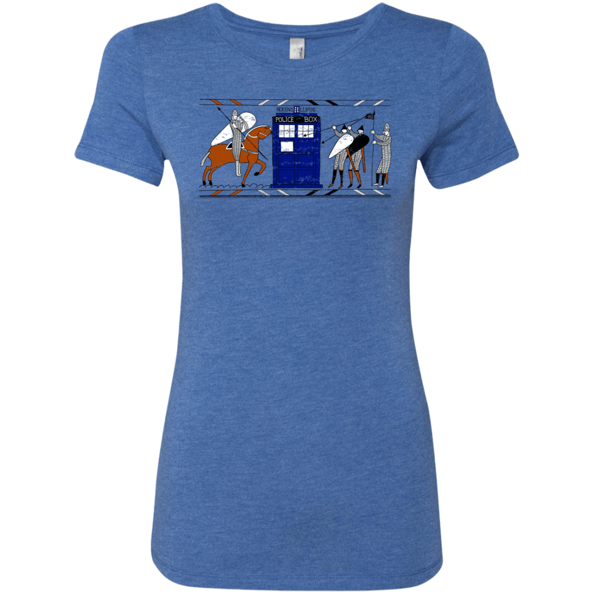 T-Shirts Vintage Royal / S Nocens Lupus Tardis in the Bayeux Tapestry Women's Triblend T-Shirt