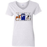 T-Shirts White / S Nocens Lupus Tardis in the Bayeux Tapestry Women's V-Neck T-Shirt