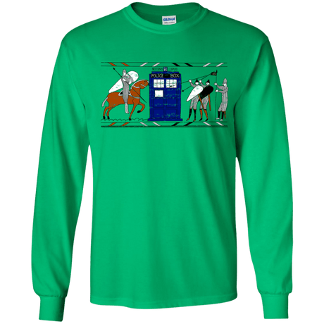 T-Shirts Irish Green / YS Nocens Lupus Tardis in the Bayeux Tapestry Youth Long Sleeve T-Shirt