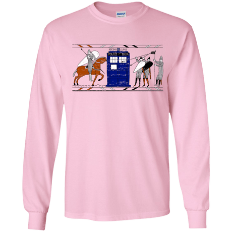 T-Shirts Light Pink / YS Nocens Lupus Tardis in the Bayeux Tapestry Youth Long Sleeve T-Shirt
