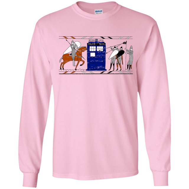 T-Shirts Light Pink / YS Nocens Lupus Tardis in the Bayeux Tapestry Youth Long Sleeve T-Shirt