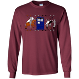 T-Shirts Maroon / YS Nocens Lupus Tardis in the Bayeux Tapestry Youth Long Sleeve T-Shirt