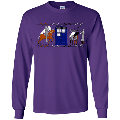 T-Shirts Purple / YS Nocens Lupus Tardis in the Bayeux Tapestry Youth Long Sleeve T-Shirt