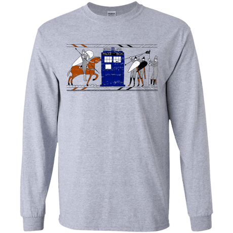 T-Shirts Sport Grey / YS Nocens Lupus Tardis in the Bayeux Tapestry Youth Long Sleeve T-Shirt