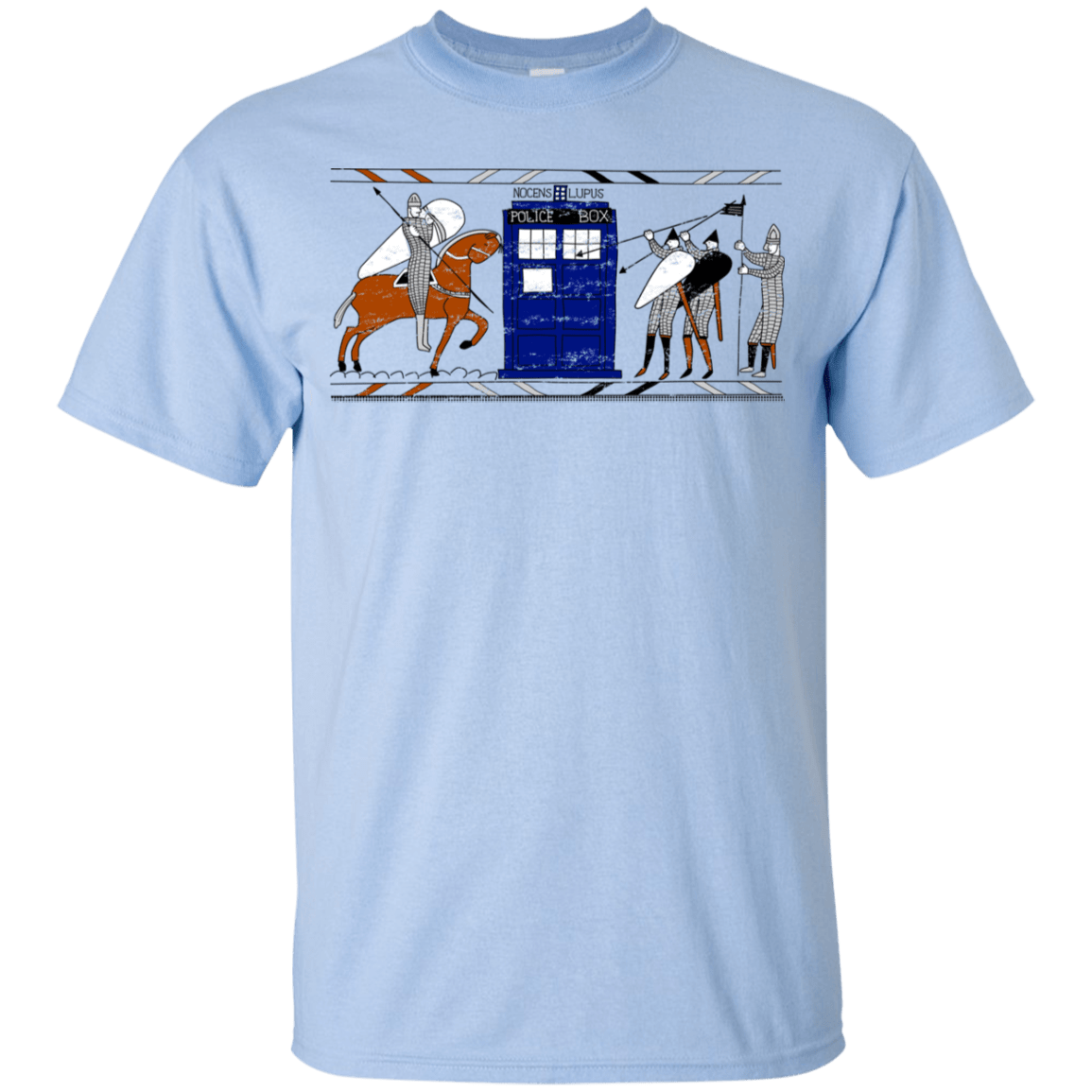 T-Shirts Light Blue / YXS Nocens Lupus Tardis in the Bayeux Tapestry Youth T-Shirt