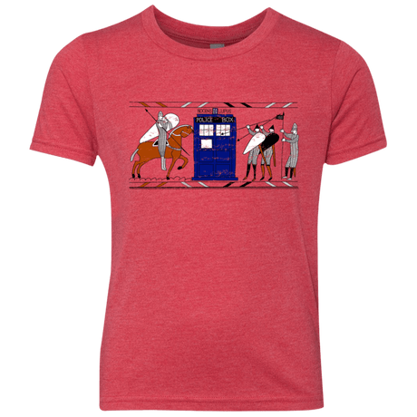 T-Shirts Vintage Red / YXS Nocens Lupus Tardis in the Bayeux Tapestry Youth Triblend T-Shirt